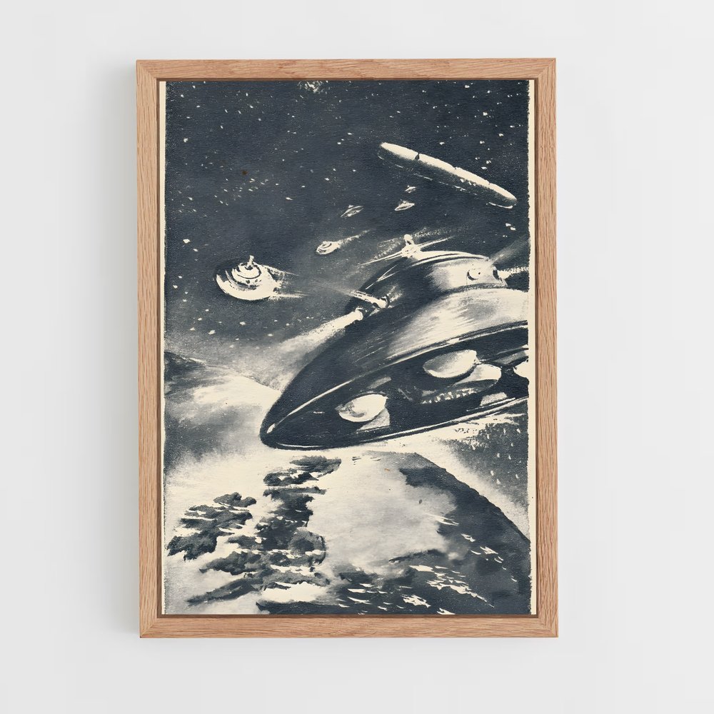 Poster Soucoupe Noire – affiche Espace rétro (vue 4)